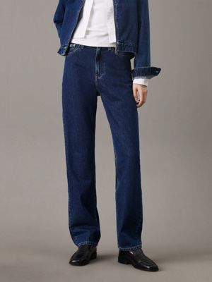 dark blue high rise straight jeans for women calvin klein jeans