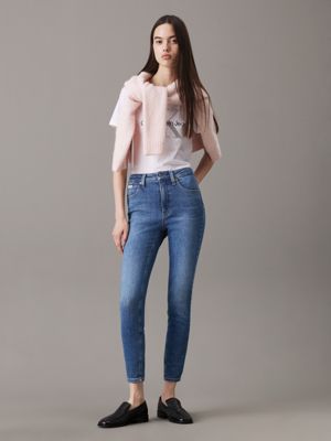 denim medium high rise super skinny ankle jeans for women calvin klein jeans