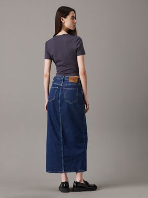 denim dark denim maxi skirt for women calvin klein jeans