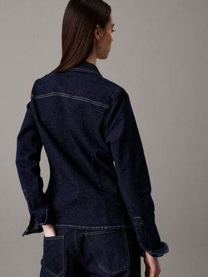 denim dark fitted denim overhemd voor dames - calvin klein jeans