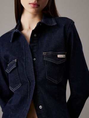 denim dark fitted denim shirt for women calvin klein jeans