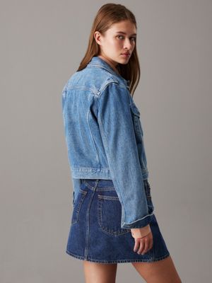 denim medium cropped 90's denim jacket for women calvin klein jeans