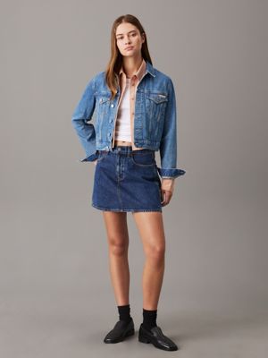 denim medium cropped 90's denim jacket for women calvin klein jeans