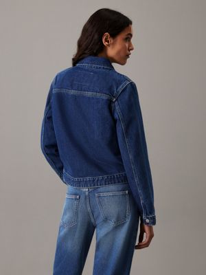 denim dark zip up denim jacket for women calvin klein jeans