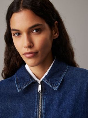 denim dark zip up denim jacket for women calvin klein jeans