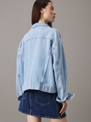 denim medium boxy denim jacket for women calvin klein jeans