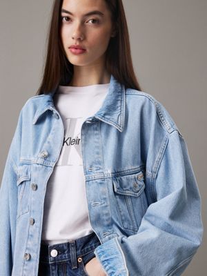 denim medium boxy denim jacket for women calvin klein jeans