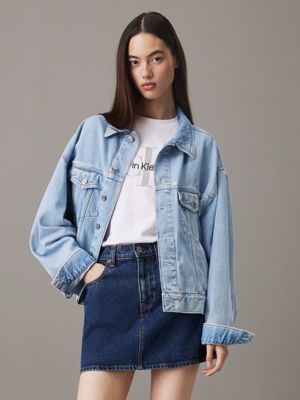 light blue boxy denim jacket for women calvin klein jeans