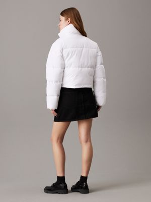 bright white cropped puffer jacket for women calvin klein jeans