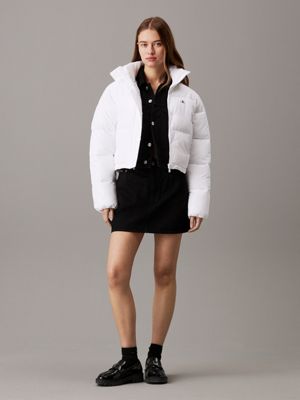 bright white cropped puffer jacket for women calvin klein jeans