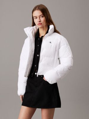 white cropped puffer jacket for women calvin klein jeans