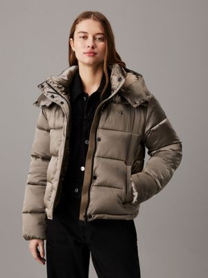 Grey shiny puffer jacket hotsell