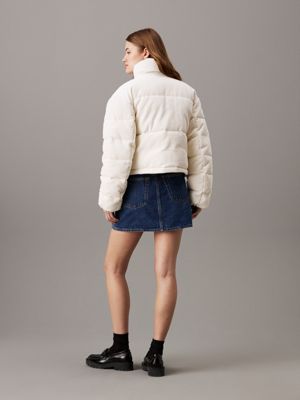 ivory corduroy puffer jacket for women calvin klein jeans