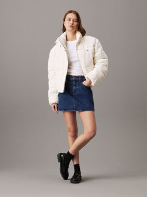 ivory corduroy puffer jacket for women calvin klein jeans