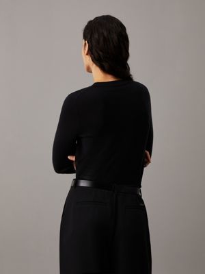 ck black wąski sweter z bawełny z kaszmirem dla kobiety - calvin klein jeans