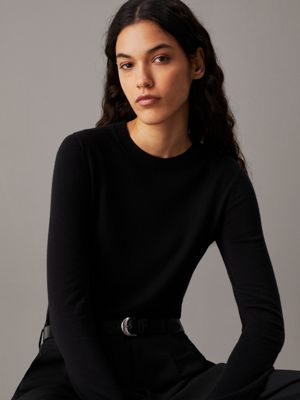 ck black slim cotton cashmere jumper for women calvin klein jeans