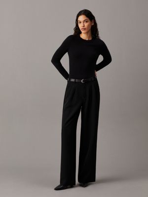 ck black wąski sweter z bawełny z kaszmirem dla kobiety - calvin klein jeans