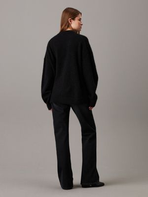 ck black relaxed wool blend jumper for women calvin klein jeans