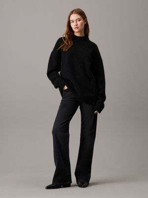 ck black relaxed wool blend jumper for women calvin klein jeans