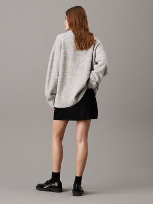 grey heather relaxed wool blend jumper for women calvin klein jeans