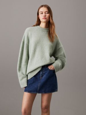 grey relaxed wool blend jumper for women calvin klein jeans