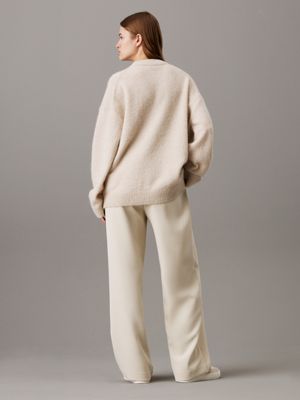 grey relaxed wool blend jumper for women calvin klein jeans