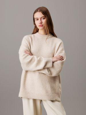 grey relaxed wool blend jumper for women calvin klein jeans