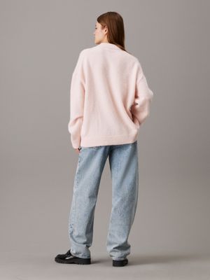 pink relaxed wool blend jumper for women calvin klein jeans