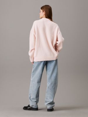 peach whip relaxed wool blend jumper for women calvin klein jeans