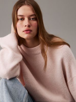 peach whip relaxed wool blend jumper for women calvin klein jeans