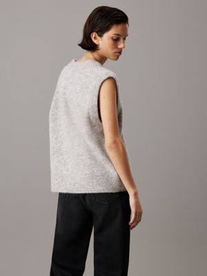 grey heather relaxed wool blend vest for women calvin klein jeans