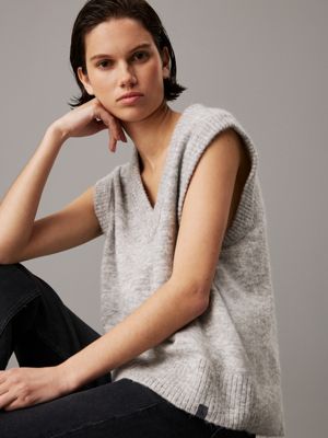 grey heather relaxed wool blend vest for women calvin klein jeans