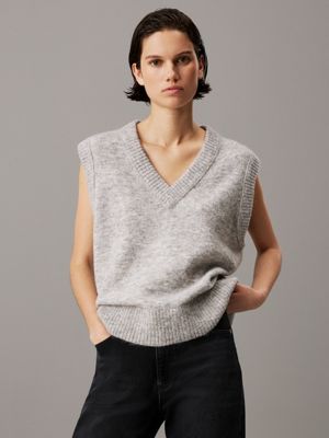 grey relaxed wool blend vest for women calvin klein jeans