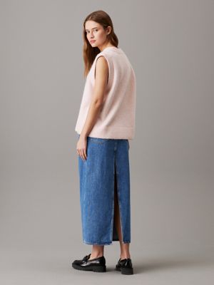 pink relaxed wool blend vest for women calvin klein jeans
