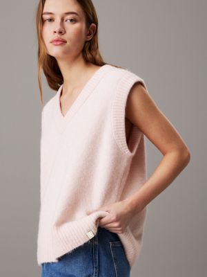 peach whip relaxed wool blend vest for women calvin klein jeans