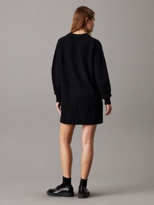 ck black soft wool blend jumper dress for women calvin klein jeans