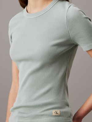 jadeite washed ribbed cotton t-shirt for women calvin klein jeans