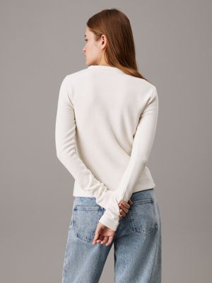 ivory slim ribbed cotton cardigan for women calvin klein jeans