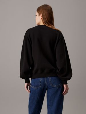 ck black relaxed chenille monogram sweatshirt for women calvin klein jeans