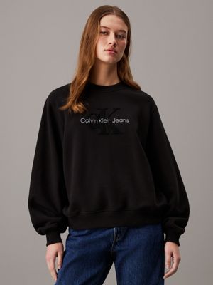 Calvin klein black sweatshirt womens sale