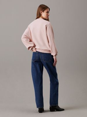 peach whip relaxed chenille monogram sweatshirt for women calvin klein jeans