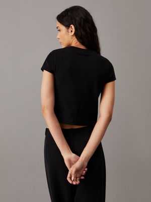 ck black slim cropped t-shirt for women calvin klein jeans