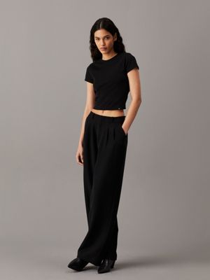 ck black slim cropped t-shirt for women calvin klein jeans