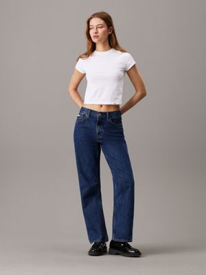 bright white slim cropped t-shirt for women calvin klein jeans