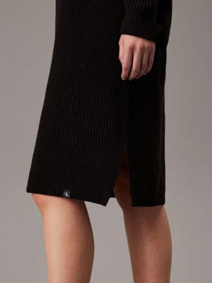 ck black relaxed cotton knit jumper dress for women calvin klein jeans