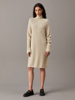 grey relaxed cotton knit jumper dress for women calvin klein jeans