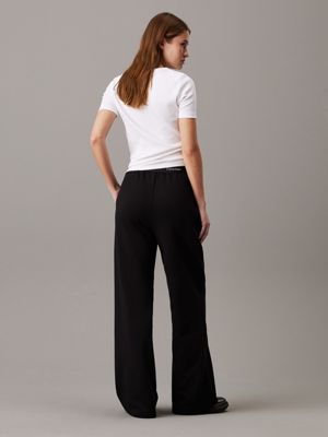 ck black logo tape wide leg trousers for women calvin klein jeans