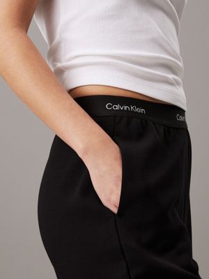 ck black logo tape wide leg trousers for women calvin klein jeans