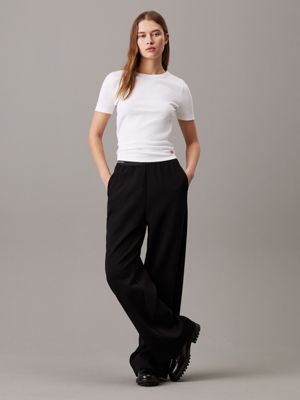 ck black logo tape wide leg trousers for women calvin klein jeans