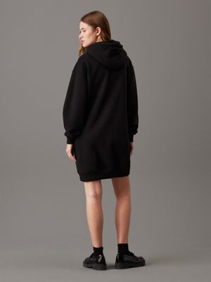 ck black monogram hooded sweatshirt dress for women calvin klein jeans